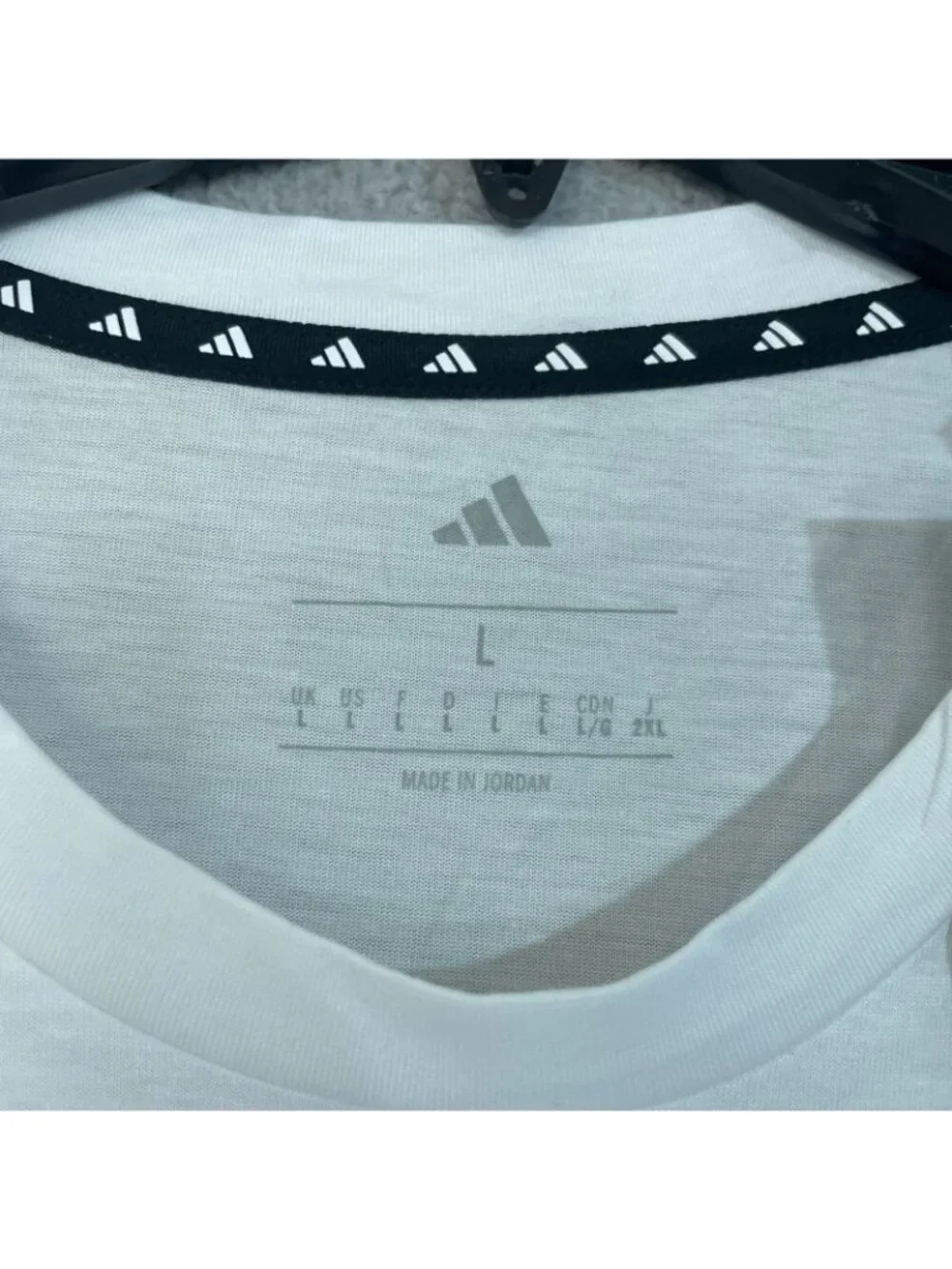 NWT Adidas Men's L White Logo T-Shirt Cotton Blend Short Sleeve